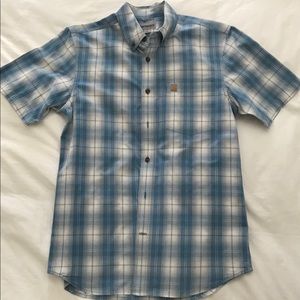 Carhartt Men’s Plaid Shirt Sleeve Shirt M Lt. Blue